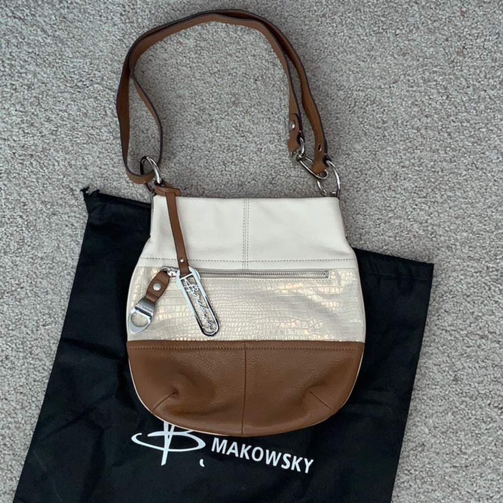 B.Makowsky tri tone leather handbag